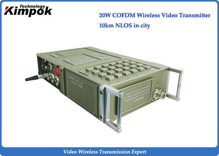 Military NLOS COFDM Wireless Transmitter 5-20W Long Range Video Audio Transmitter 1080P