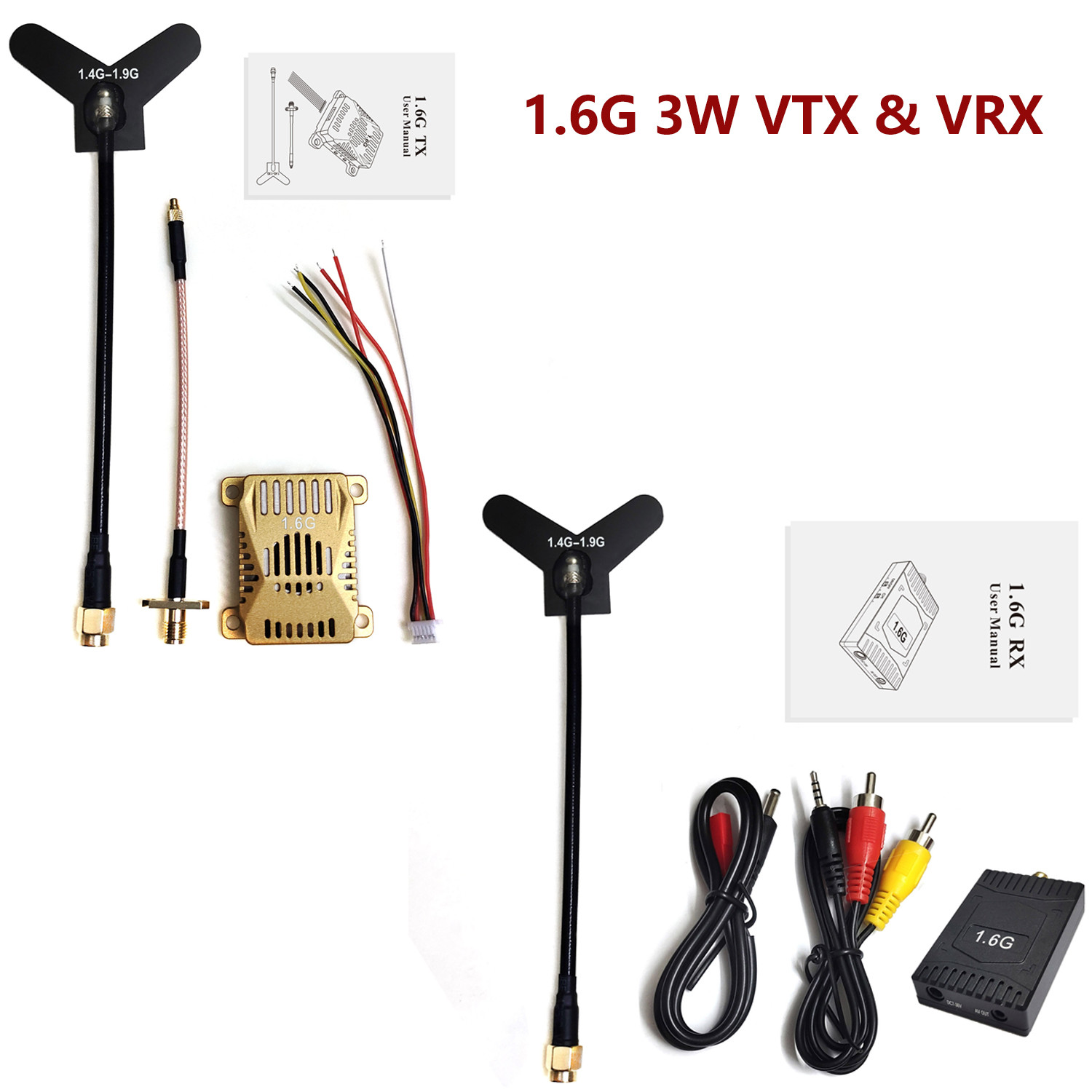 1.6Ghz 3W FPV VTX VRX UAV Video Transmitter and Receiver for Drone ...