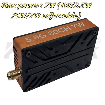 7W 5.8G VTX 80CH FPV Video Transmitter FPV Transmission 5.8Ghz VTX for FPV Racing Weight 56g High Power Long Range Transmission